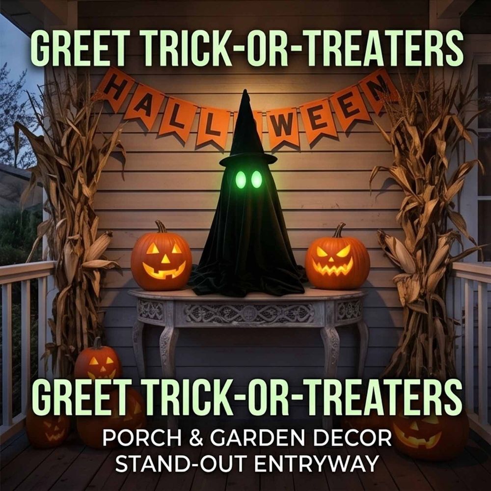 Glow in the Dark Ghost Decor, Halloween Decorations Outdoor Indoor Spooky Standing Ghosts Decor for Front Door Porch Garden Yard Lawn Fireplace Mantel with 2 Size Options