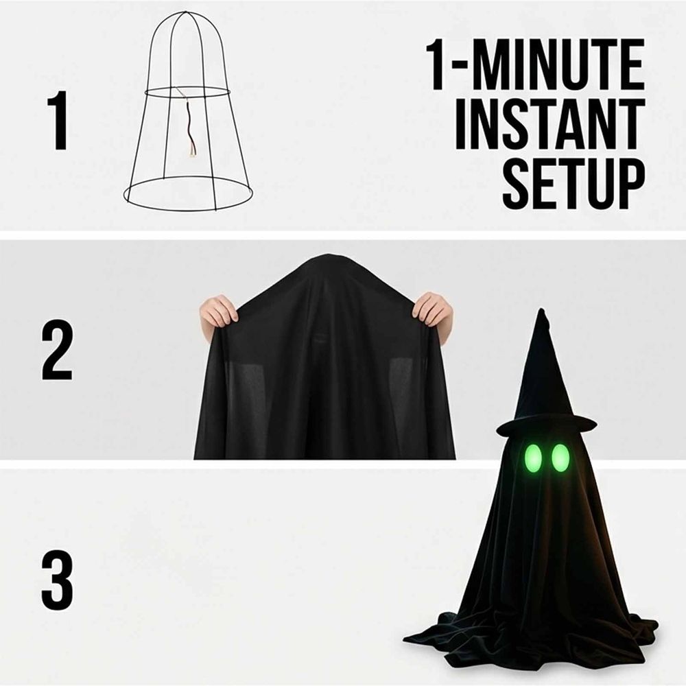 Glow in the Dark Ghost Decor, Halloween Decorations Outdoor Indoor Spooky Standing Ghosts Decor for Front Door Porch Garden Yard Lawn Fireplace Mantel with 2 Size Options