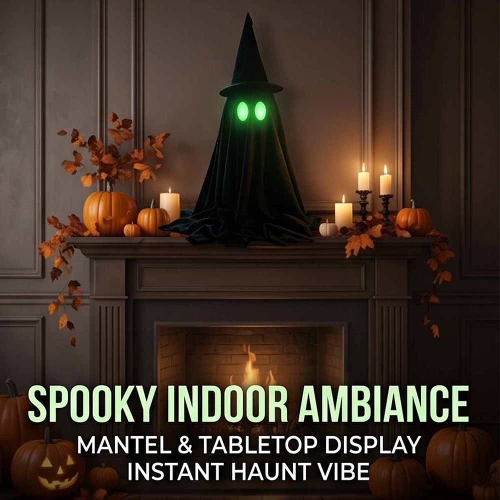 Glow in the Dark Ghost Decor, Halloween Decorations Outdoor Indoor Spooky Standing Ghosts Decor for Front Door Porch Garden Yard Lawn Fireplace Mantel with 2 Size Options