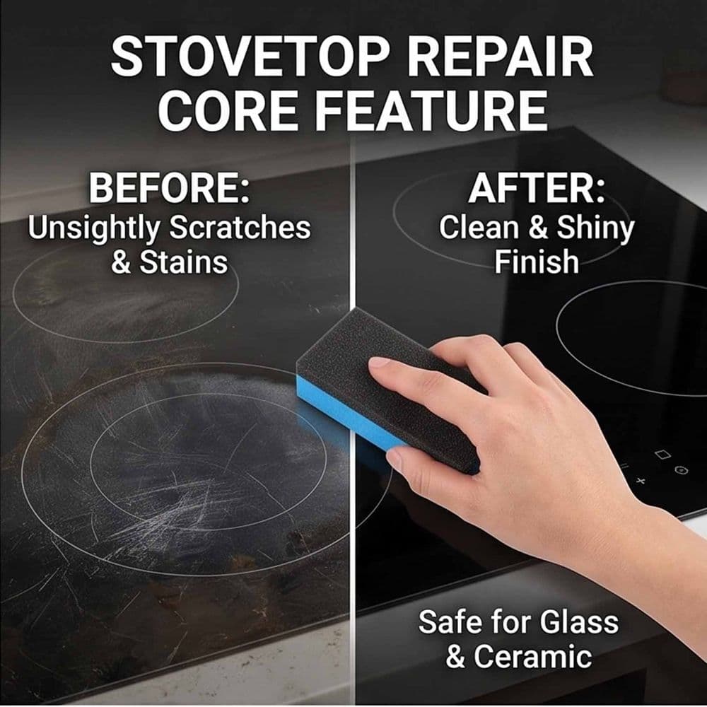 Glass Stovetop Scratch Repair Kit Polishing Wax for Glass Ceramic Cooktop with Sponge 60ml