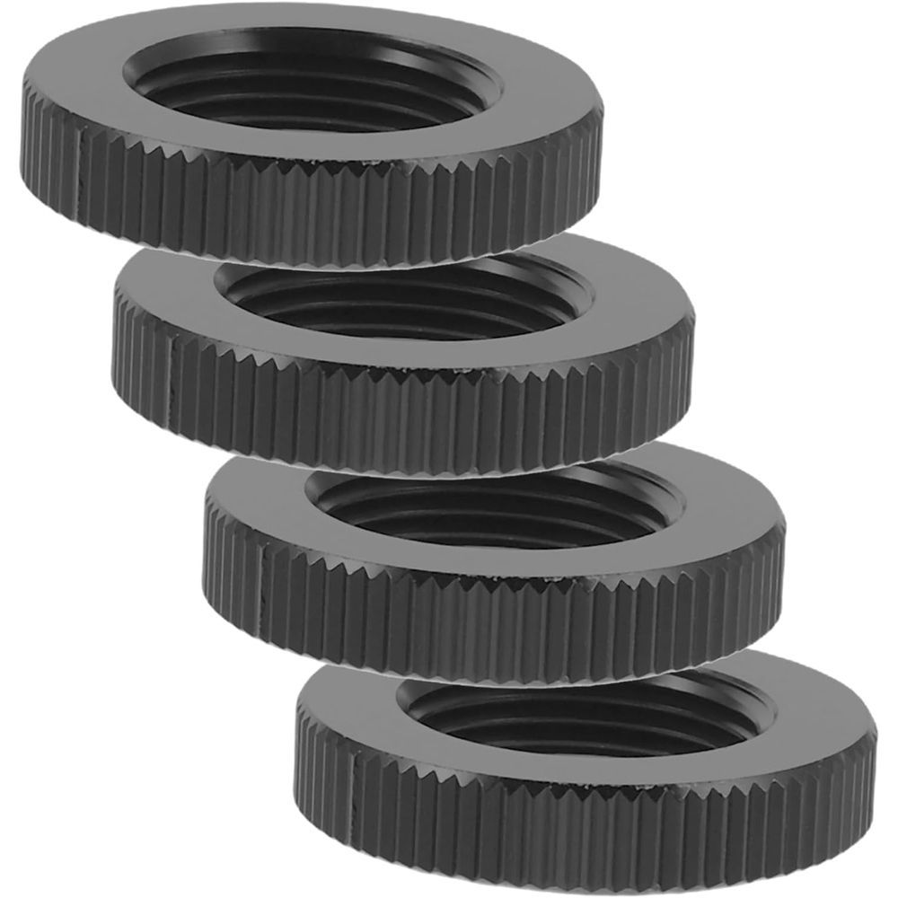 4pcs 5/8"-27 Aluminum Alloy Locking Nut for Microphone Stands - Black Anodized Threaded Nut
