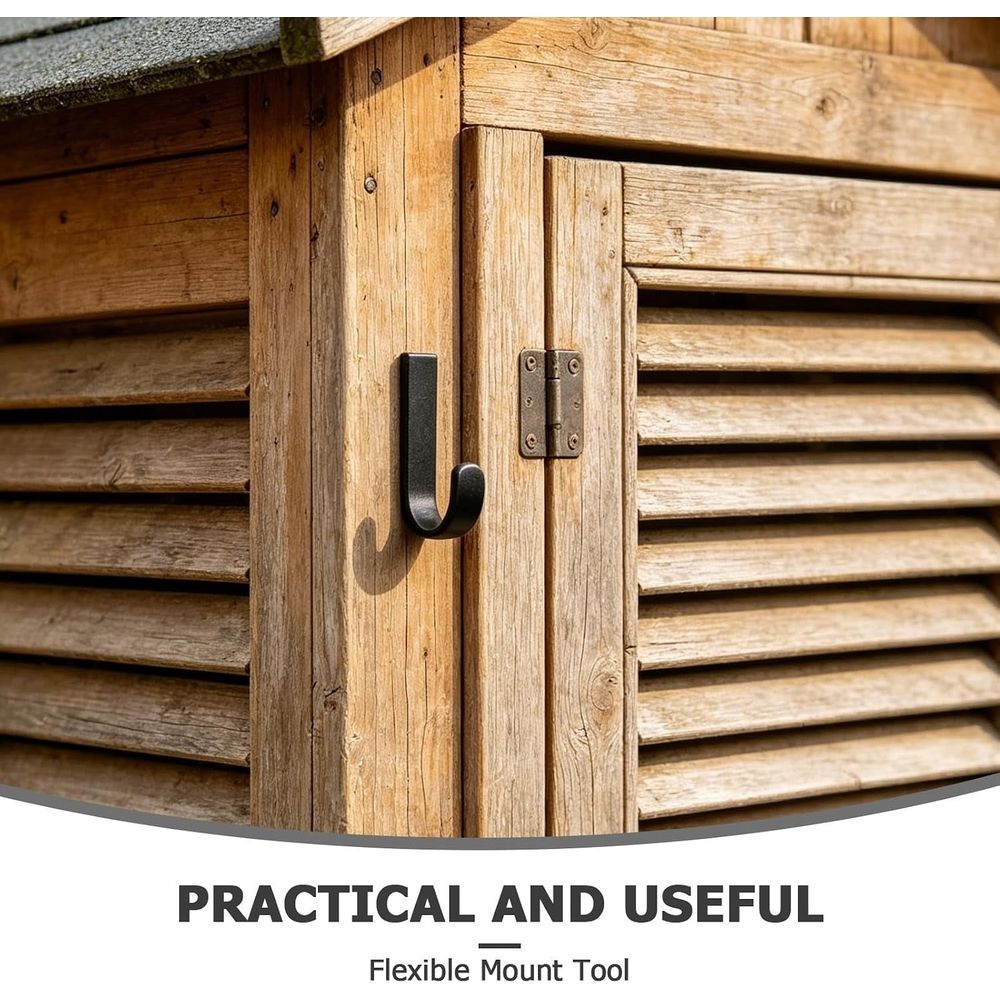 4pcs Black Plastic Shed Organizer Hooks - Utility Hooks for Garage, Shed, and Mudroom Tool Storage
