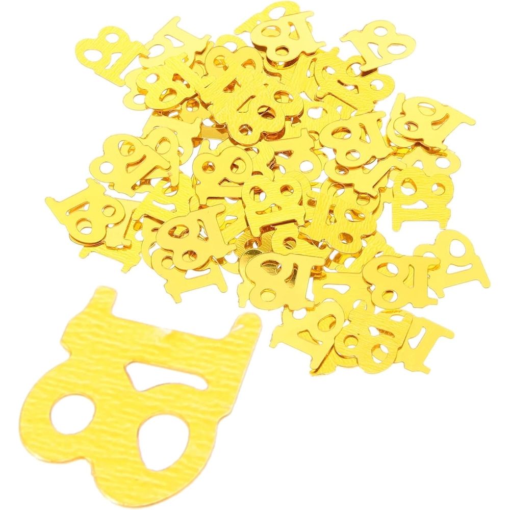 1200PCS Number 18 Golden Plastic Sequins Confetti, Scatter Style Party Table Decorations for Invitations and Wrapping Paper