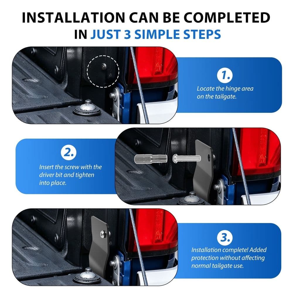 Tailgate Anti Theft Lock Fit for 2024 2025 2026+ No Drill Installation