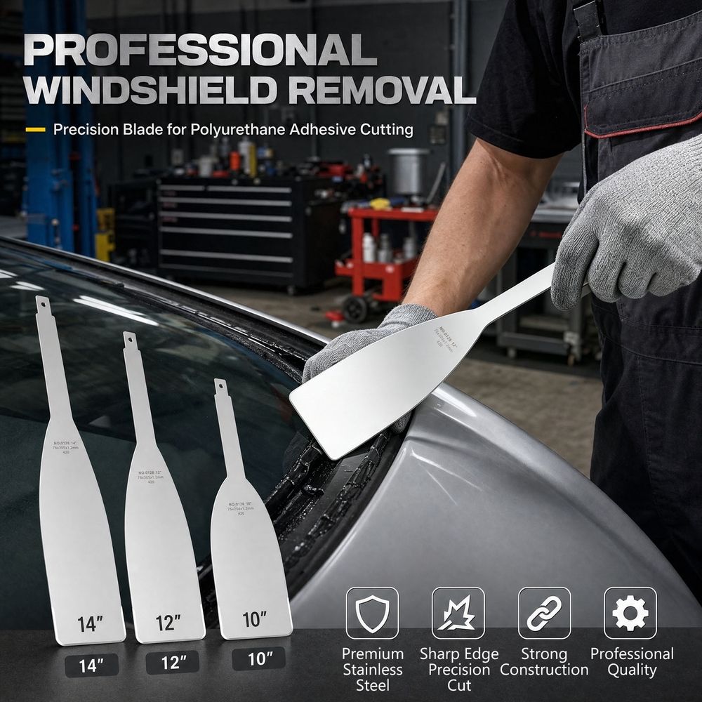 3Pcs 420 Stainless Steel Windshield Removal Blade Set 10/12/14