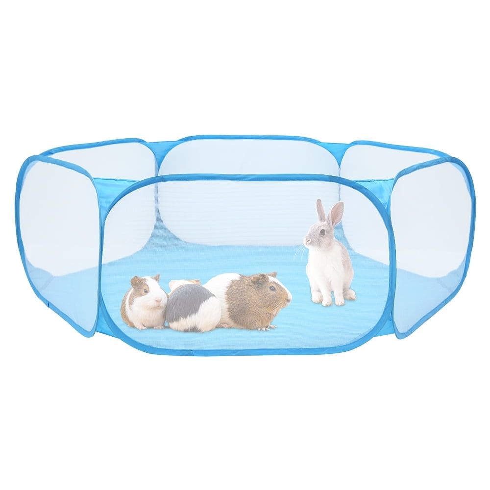 Playpen for Small Animals, Foldable Cat Cage Tent with Zipper Cover, Portable Waterproof Pop-Up Play Yard Fence