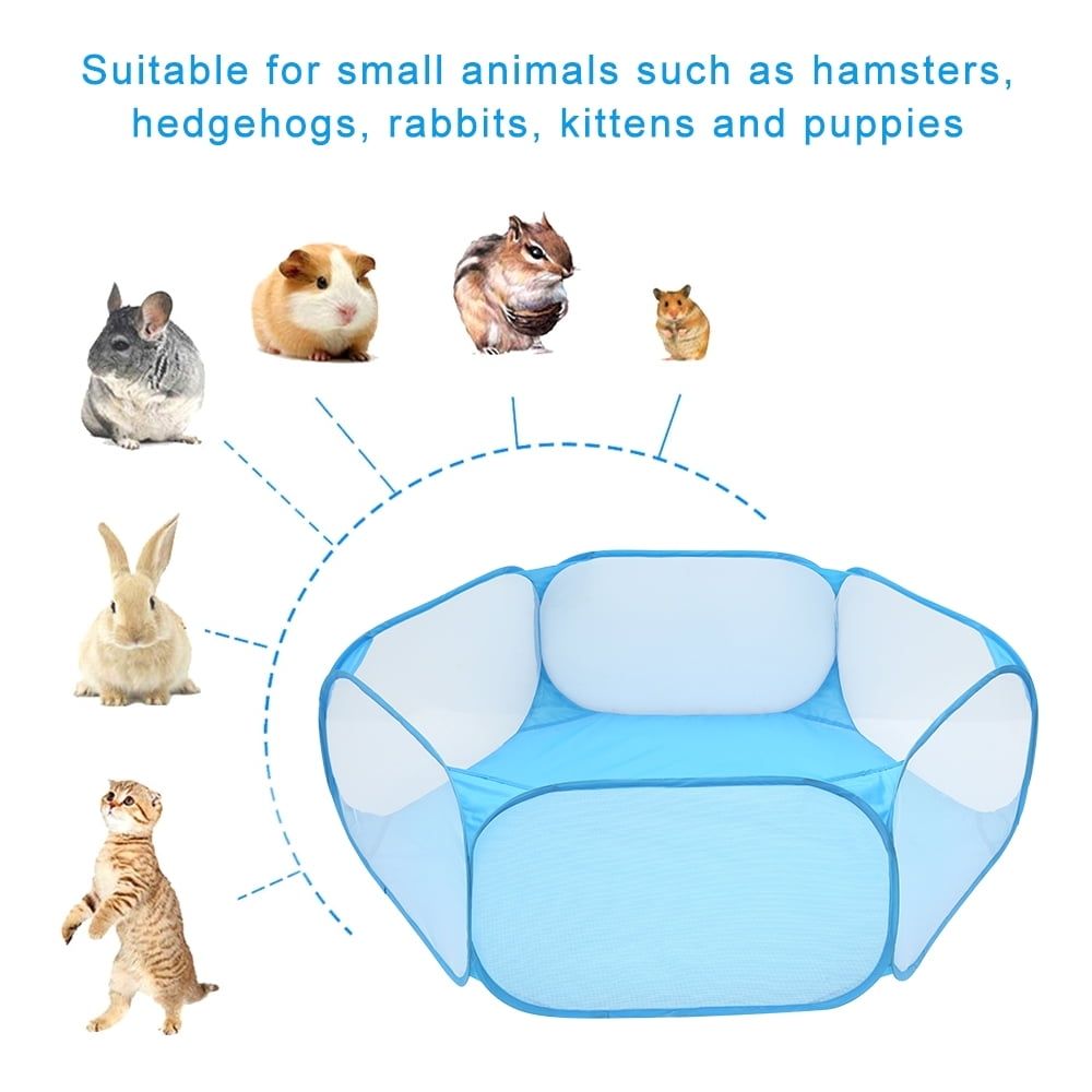 Playpen for Small Animals, Foldable Cat Cage Tent with Zipper Cover, Portable Waterproof Pop-Up Play Yard Fence