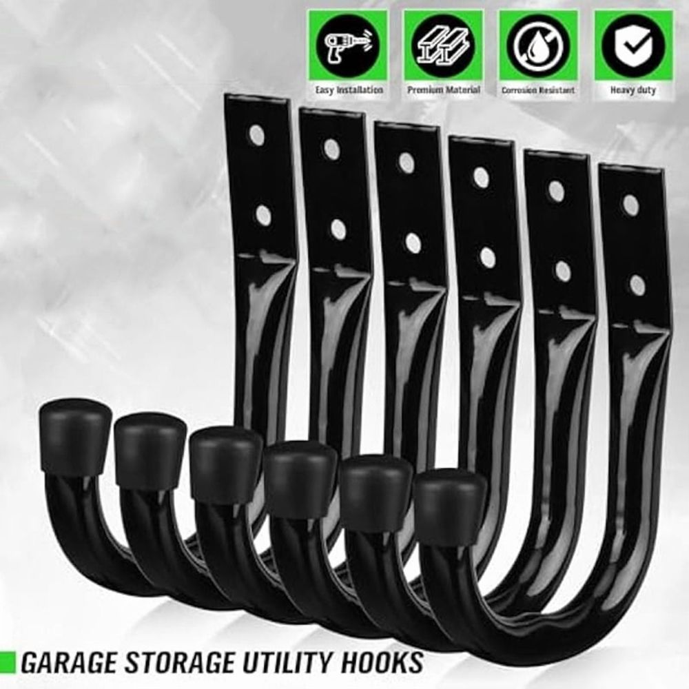 12-Piece Heavy Duty Metal Wall Mount J-Hooks for Bike and Tool Storage