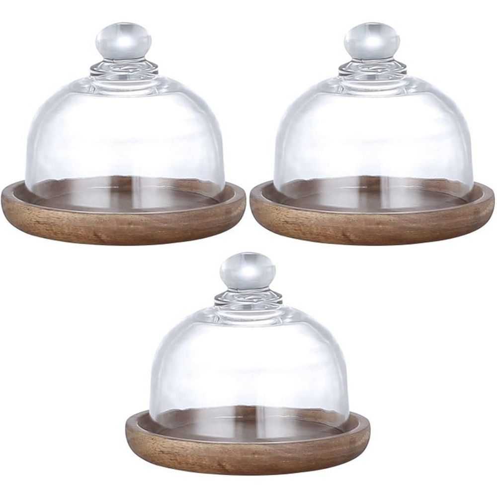 3X Multifunctional Mini Dessert Serving Stand Cake Dish with Dome Lid Platter Cake Plate for Home Hotels