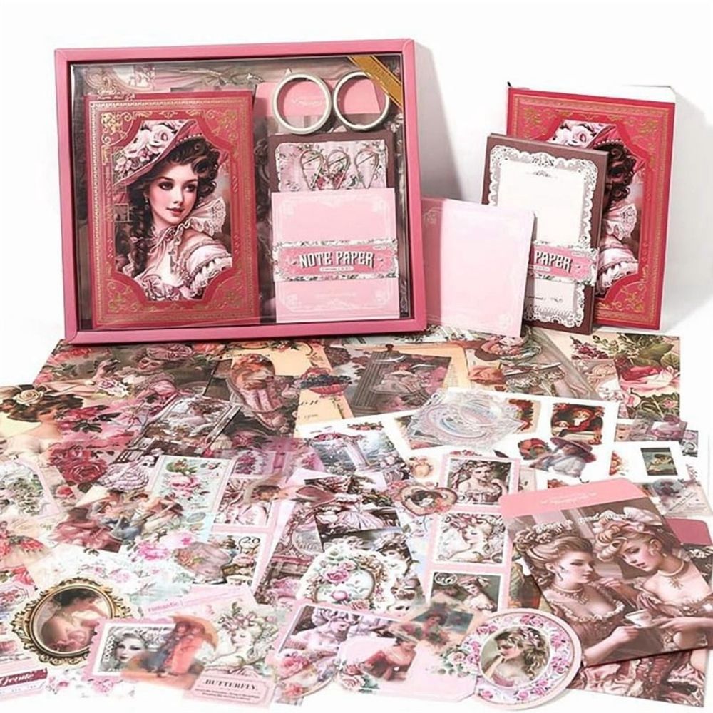 140PCS Vintage Scrapbooking Kit - Aesthetic Classical Art Supplies for Journals, DIY Crafts, -Journals