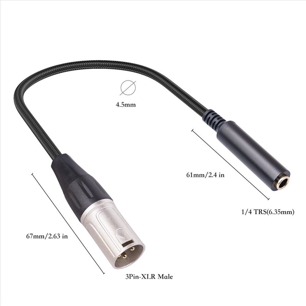 2X XLR Male to 1/4 Inch Female Cable,3 Pin Male to 6.35mm Socket Audio Cord, XLR Male to 6.35mm Microphone Audio Cable