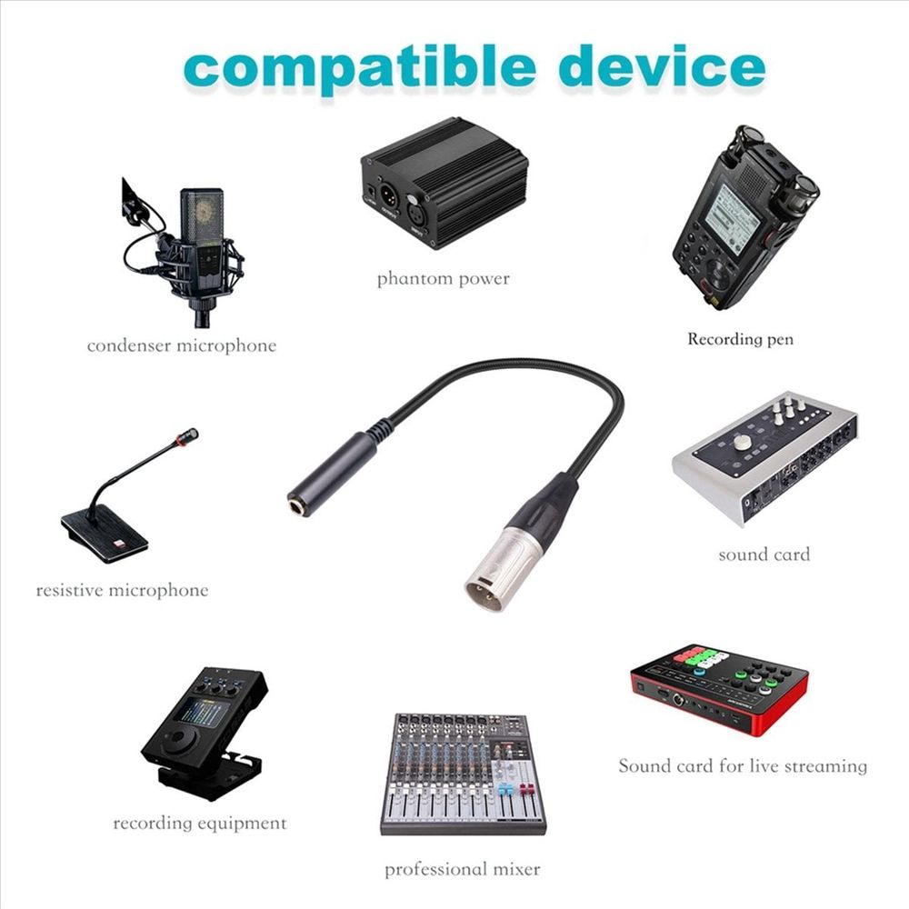 2X XLR Male to 1/4 Inch Female Cable,3 Pin Male to 6.35mm Socket Audio Cord, XLR Male to 6.35mm Microphone Audio Cable