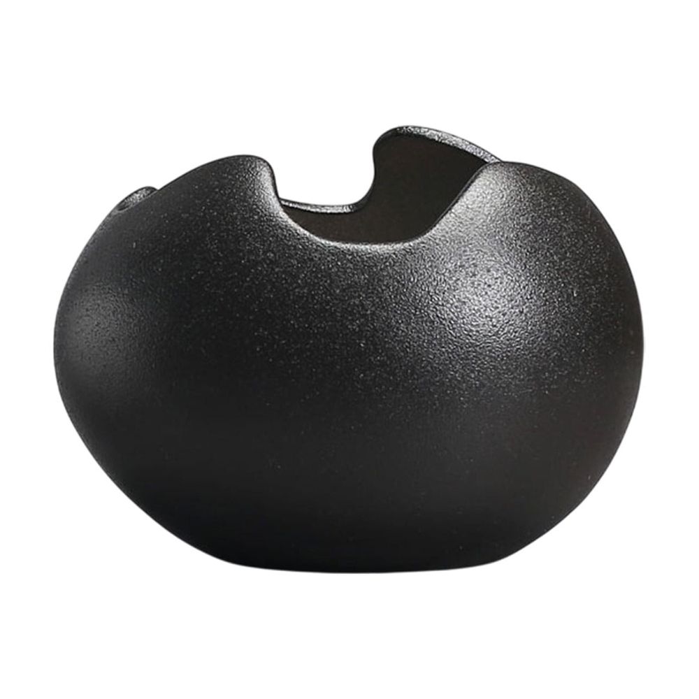 Ceramic Hydroponic Flower Pot - 13.2x9.5cm Modern Geometric Planter | Home & Office Decor | White or Black | Breathable Design