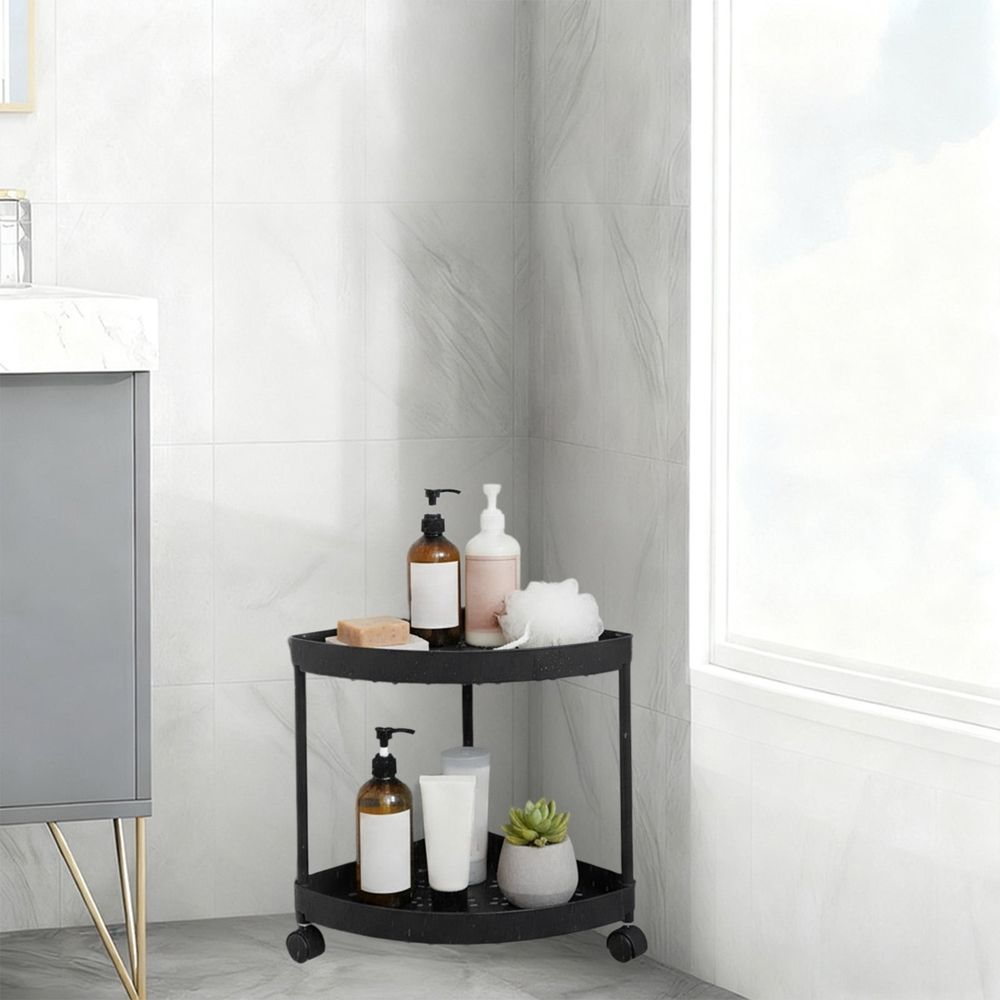 Freestanding Corner Storage Rack for Bathroom Toiletries - Plastic Shelf Organizer for Living Room, Bedroom, or Kitchen - Space Saving Side Table, 1 Pack