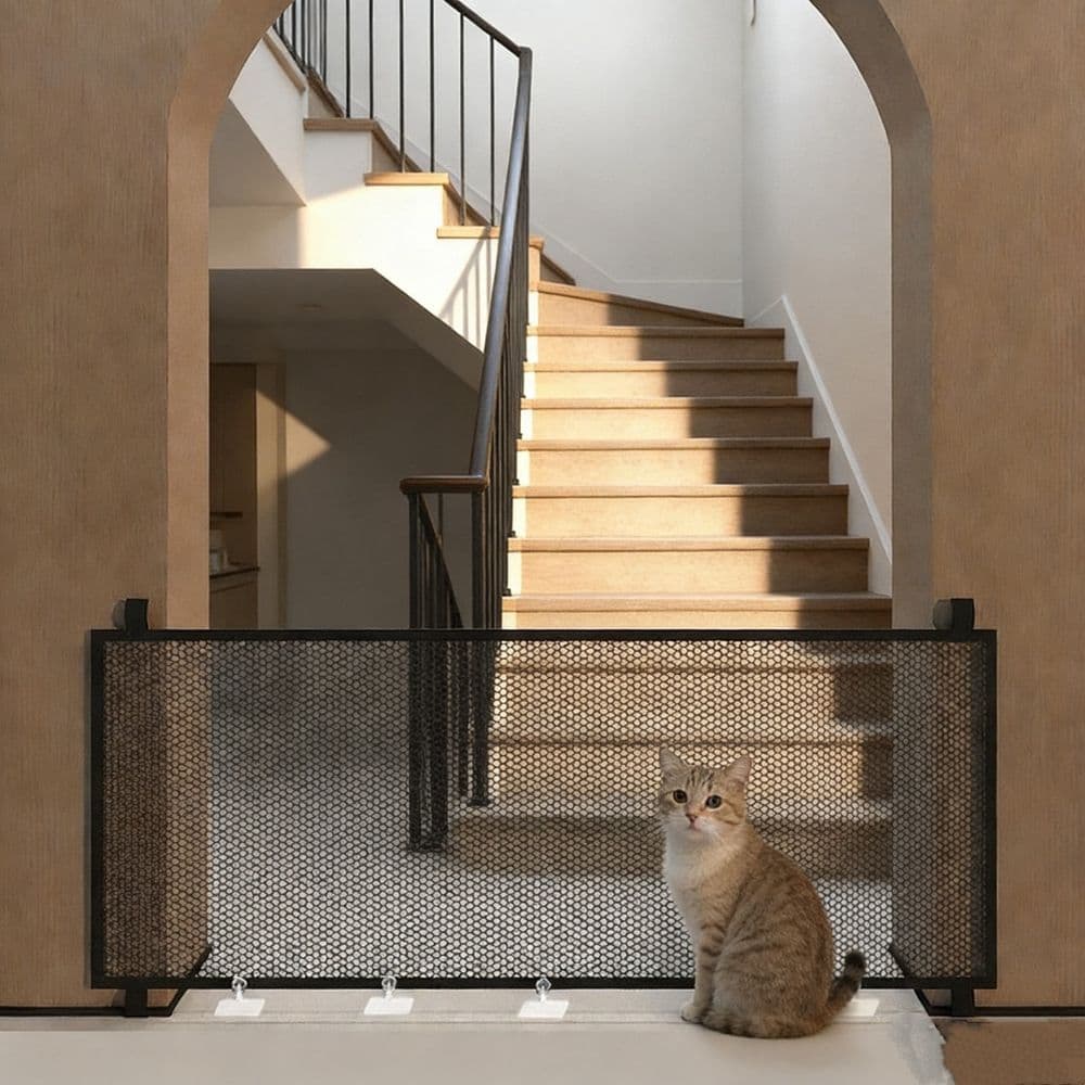 Pet Safety Gate No Drilling Required Freestanding Indoor Barrier Black