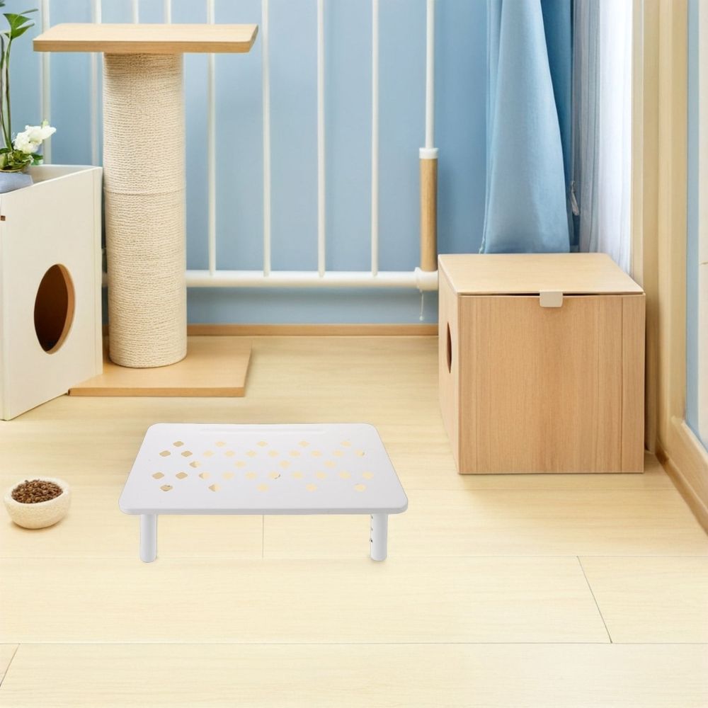 White Adjustable Pet Feeding Stand Table with Universal Fit for Cats and Small Pets