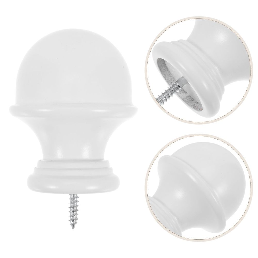 White Wood Curtain Rod Finials, Decorative Home Accessories, Elegant Design, Set of 2 Pieces for Window Treatments