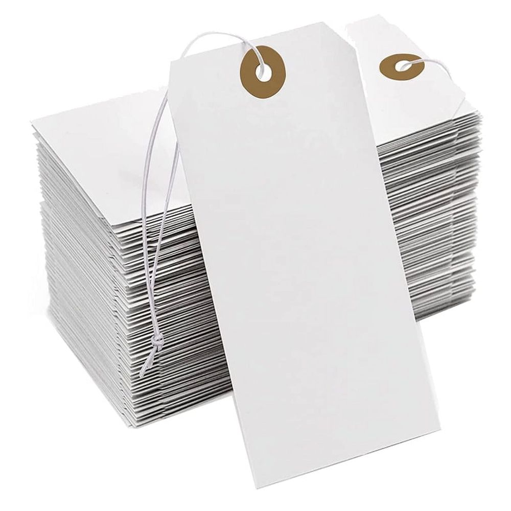 Reinforcing Paper Tag with String Attached,200 Pcs Paper Hanging Tags with Elastic Rope Attached
