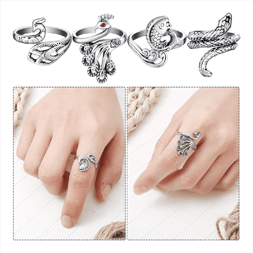 8-Piece Set of Adjustable Knitted Crochet Ring, Finger Guide Yarn Tension Ring for Knitting Rings