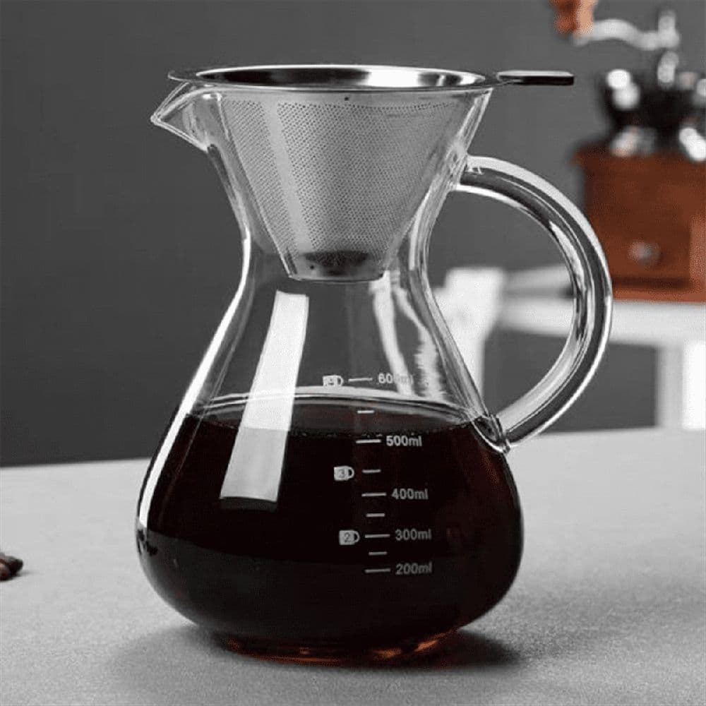 Glass Coffee Pot with Filter High Temperature 600ml Transparent