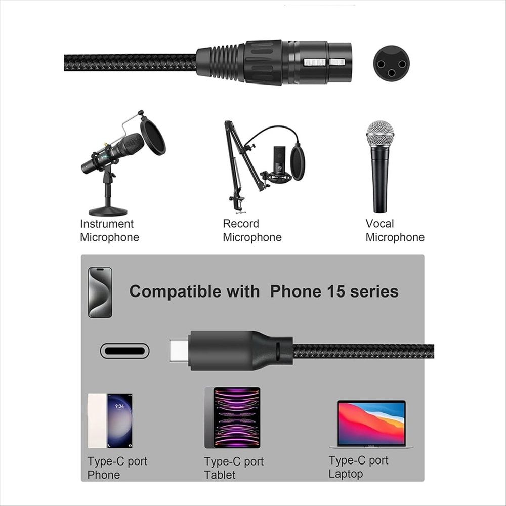 XLR to USB C USB C to XLR for Phone to Microphone XLR to USB Cable for Tablet, Laptop and Other Type C Device(6FT)