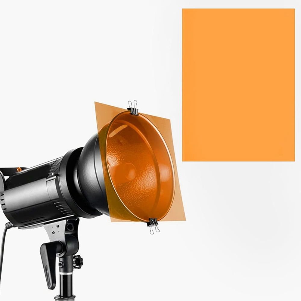 9Pcs Gel Light Filter Color Correction Colored Overlays Film Lighting Gel Filter for Film,Video,Photo,Stage (Orange)