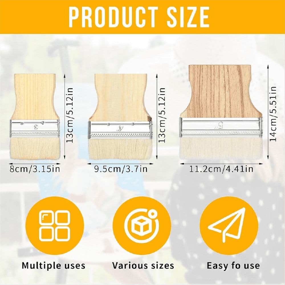 3 Pcs Flat Paddle Paint Brush Set,Wide Large 3/4/5 Inch for Oil and Acrylic Paints New