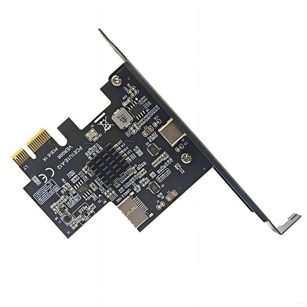 PCI-E 1X to Type-E + Type-C Expansion Card USB3.2 GEN2 10Gbps ASM3142 Chip PCI-E to USB-C Adapter for Desktop