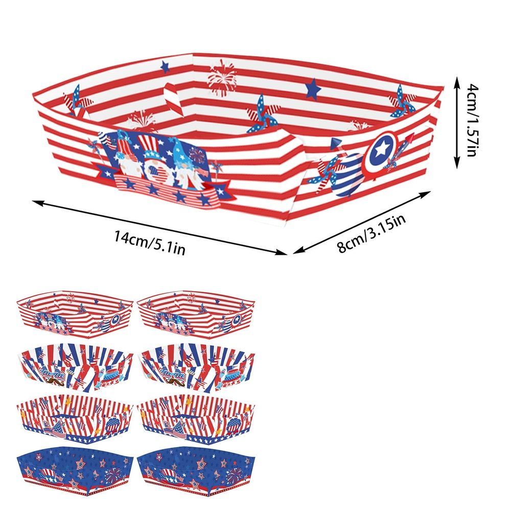 24 Pcs 4th of July Food Trays – Patriotic Paper Snack Boats for Chips, Nachos & Candy | Red White Blue American Flag Party Supplies for Independence Day, Memorial Day & USA Themed Celebrations