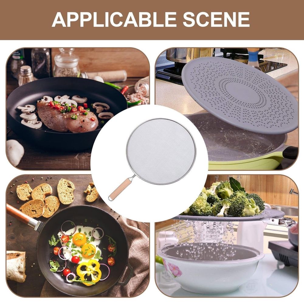 Stainless Steel Grease Splatter Screen for Frying Pan – Fine Mesh Splash Guard with Handle, Oil Splatter Shield for Stovetop Cooking, Dishwasher Safe Kitchen Splatter Guard