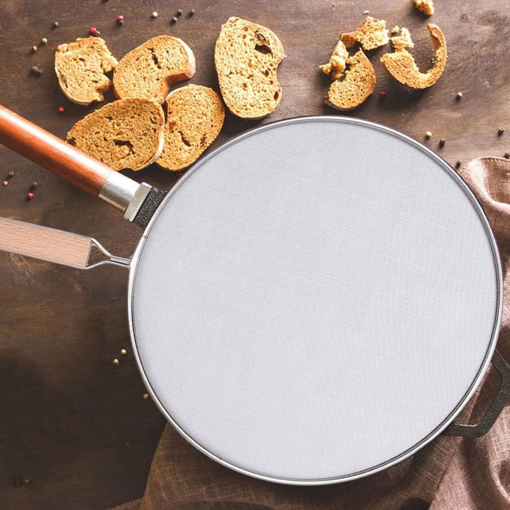 Stainless Steel Grease Splatter Screen for Frying Pan – Fine Mesh Splash Guard with Handle, Oil Splatter Shield for Stovetop Cooking, Dishwasher Safe Kitchen Splatter Guard
