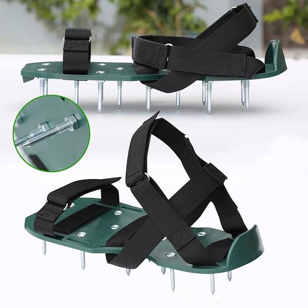 Spiked Lawn Aerator Shoes - Dual Strap Design with Steel Cleats for Easy Soil Aeration - No-Tool Assembly, One Size Fits Most for Healthier Grass & Lawn Maintenance