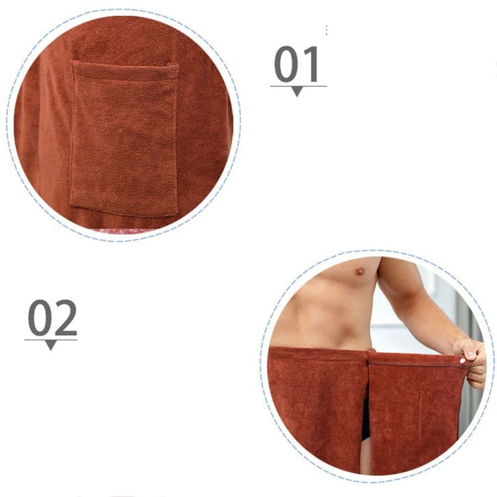 Men's Adjustable Body Wrap Towel Soft Wearable Bath Robe After Shower Terry Cloth Spa Towel with Pocket for Gym Sauna Dorm Room Travel 27.56 x 55.12 Inches