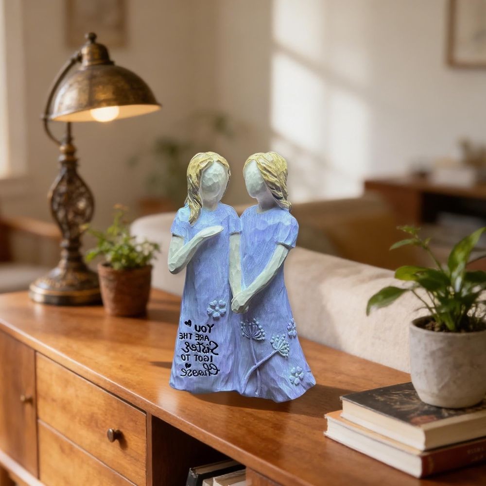 Resin Sister Figurines Friend Sister Birthday Gift Ideas Unique Gifts for Sisters from Sister Hand Painted Figure Friendship Gifts for Women 5.71 inch Keepsake Home Decor