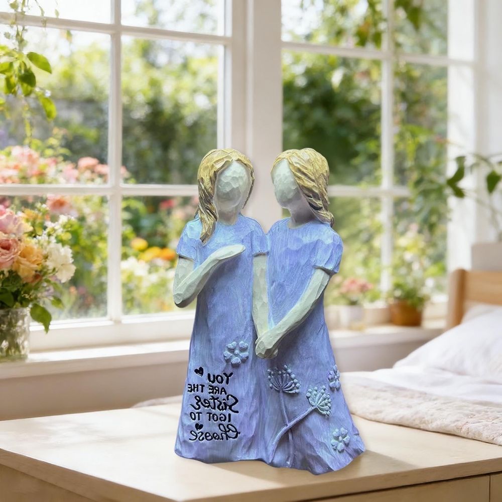 Resin Sister Figurines Friend Sister Birthday Gift Ideas Unique Gifts for Sisters from Sister Hand Painted Figure Friendship Gifts for Women 5.71 inch Keepsake Home Decor