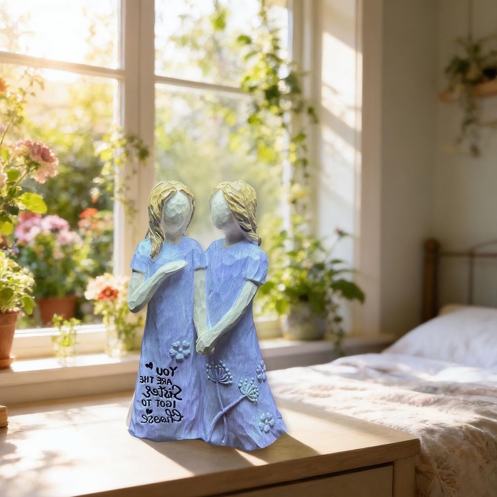 Resin Sister Figurines Friend Sister Birthday Gift Ideas Unique Gifts for Sisters from Sister Hand Painted Figure Friendship Gifts for Women 5.71 inch Keepsake Home Decor