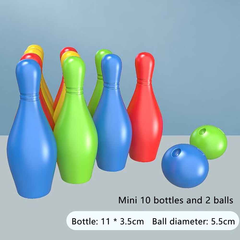10-Pin Bowling Game Set with 2 Balls, Indoor Outdoor Backyard Sports Entertainment for Family Gathering Party, Multicolor