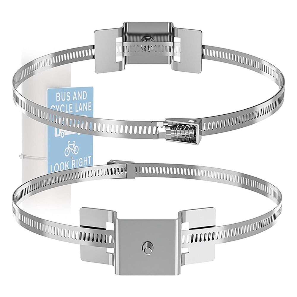 Adjustable Sign Mounting Brackets,2 Pcs Stainless Steel Pole Clamps for Larger Poles 4-15in,Heavy Duty Street Sign Hardware for Utility Poles Security Cameras Solar Lights and Mailboxes