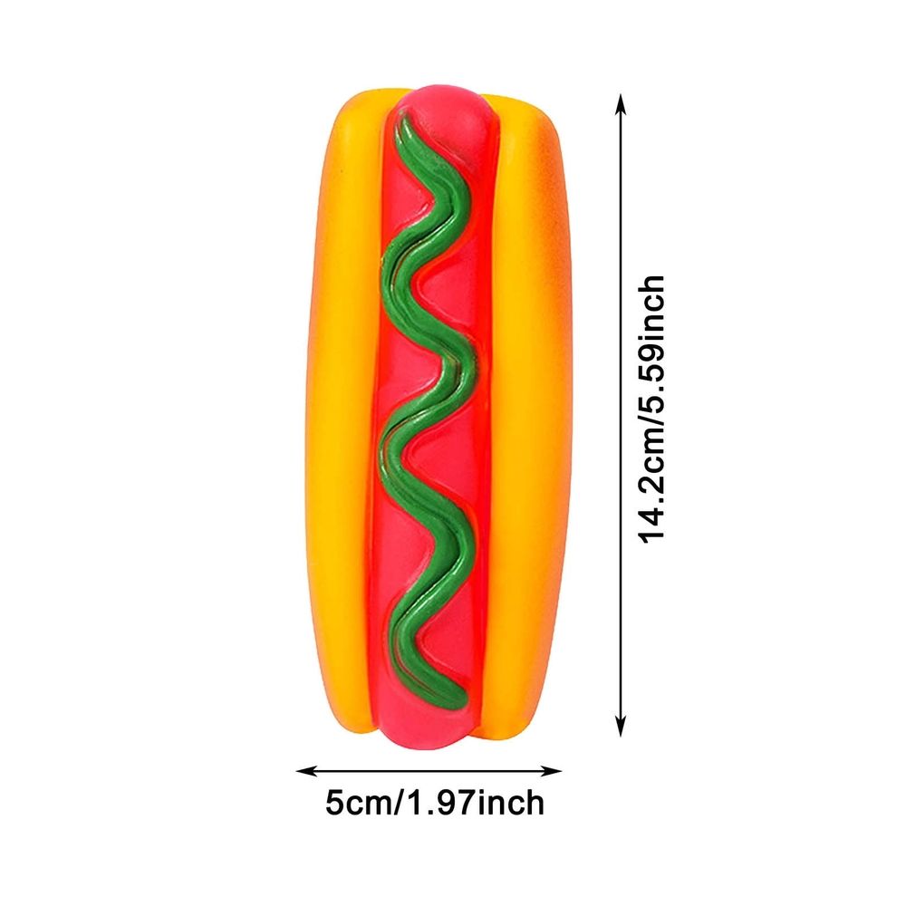 Squeaky Hot Dog Toy for Dogs,Funny Vinyl Chew Toy with Built-in Squeaker,Interactive Fetch and Chew for Small Medium Breeds,5.6in