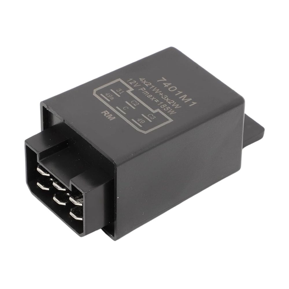 Vehicle Flasher Unit 12V with 6 Pin Terminal Layout and Mounting Ear, Rectangular Indicator Part for Turn Signal Circuit Service and Electrical Checks
