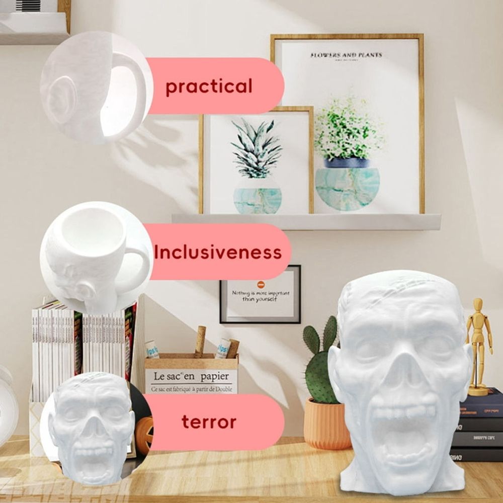 Scary Corpse Head Design Plastic Mugs Safe For Kids Halloween Party Supplies And Eerie Home Decors