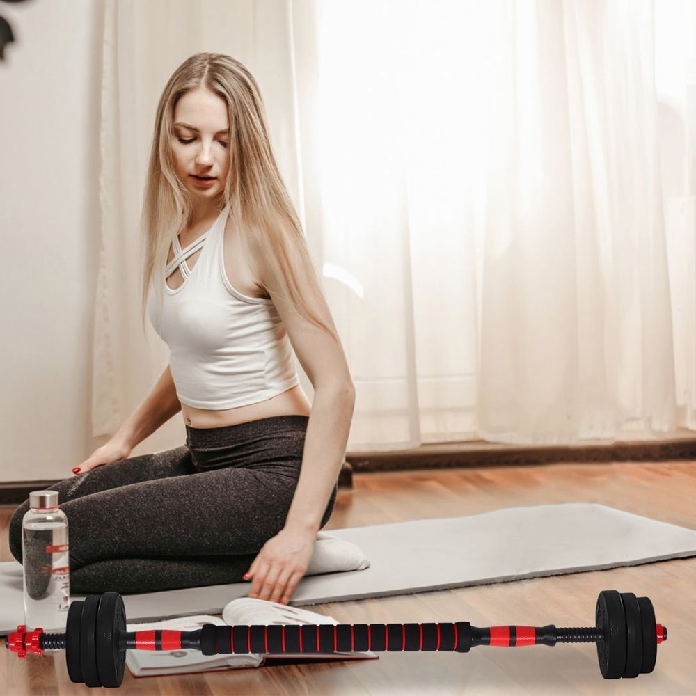 2-Pack Dumbbell to Barbell Converter Bars with Non- Grip for Comfortable, Secure Weightlifting and Easy Locking