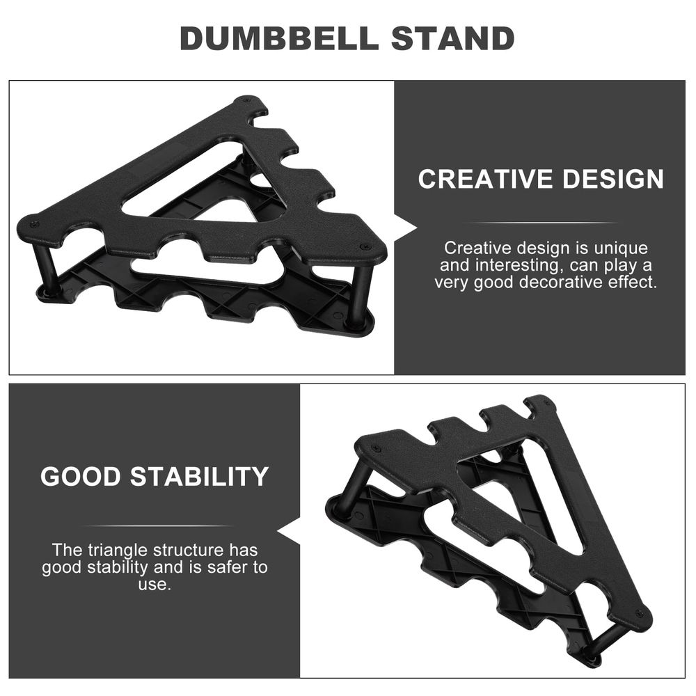 Barbell Holder Floor Stand with Small Dumbbell Rack, Black Plastic Fitness Equipment Organizer, 1 Set