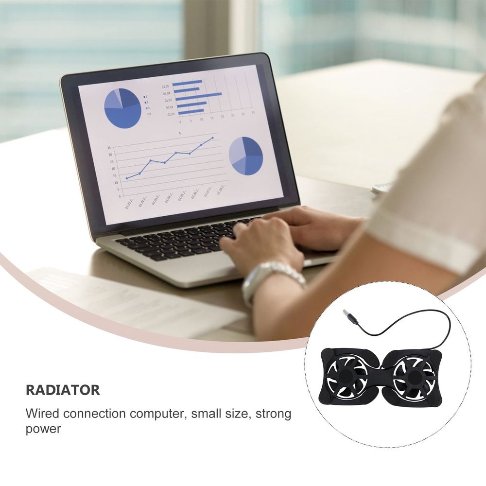 Laptop Cooling Fan with Anti- Pads, Energy Efficient Cooler for Office Use and Travel, Black Design