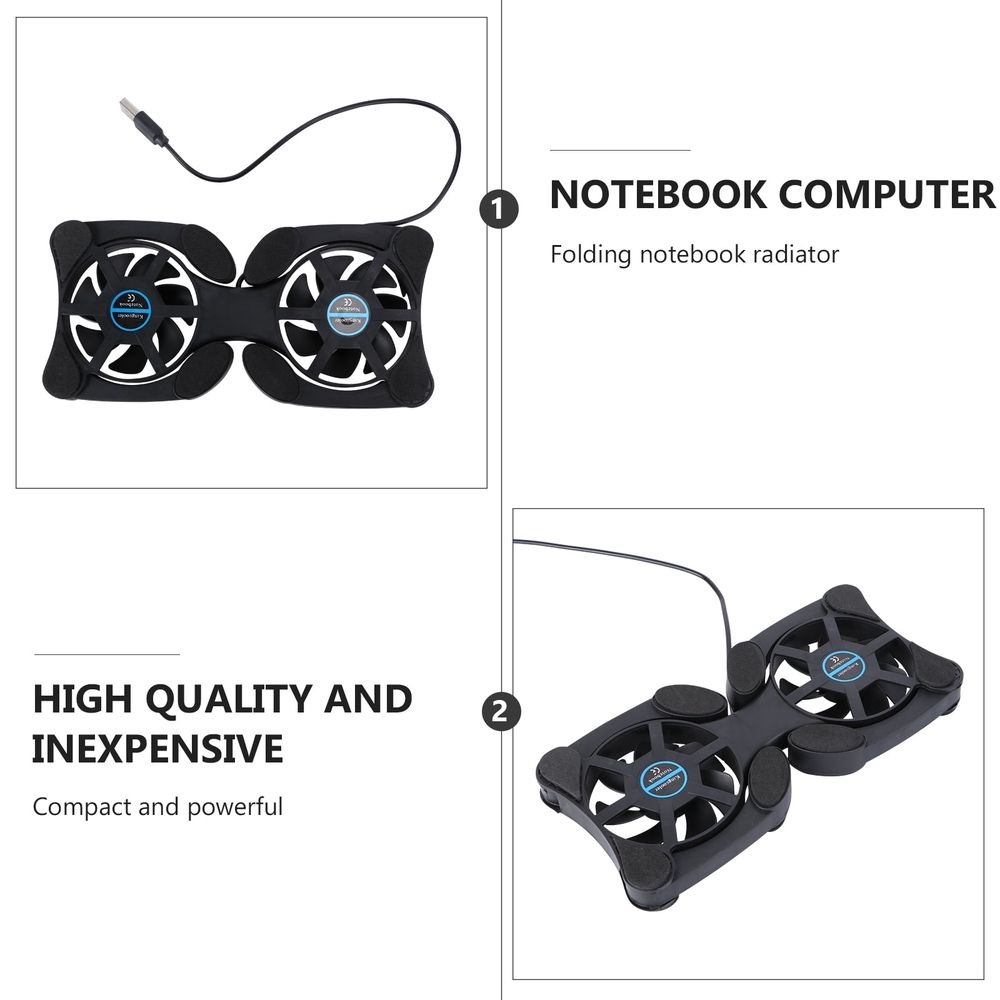 Laptop Cooling Fan with Anti- Pads, Energy Efficient Cooler for Office Use and Travel, Black Design