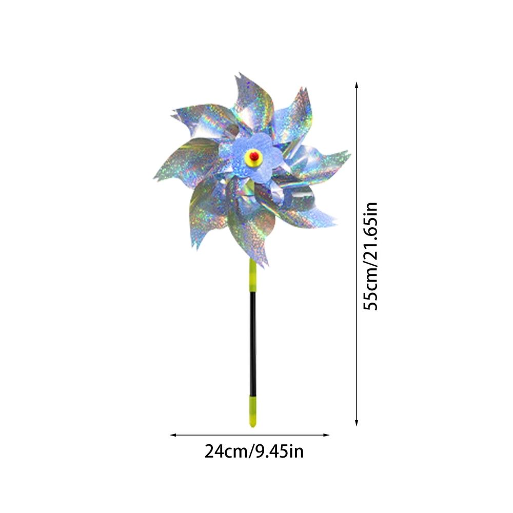 10-Pack Reflective Pinwheels for Garden and Orchard Bird Deterrent, 18.5 Inch Tall Octagonal Mylar Windmills for Balcony and Farm Outdoor Decor, Shiny Silver Finish