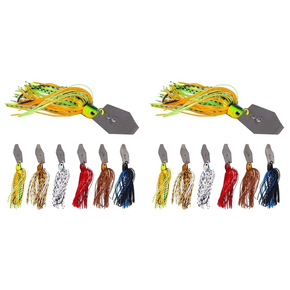 12 Pieces Fishing Lures,Baits Spinner Swim Flipping Bladed Jigs ,Chatter Fish Bait for Salmon Pike Trout Swing Trailers