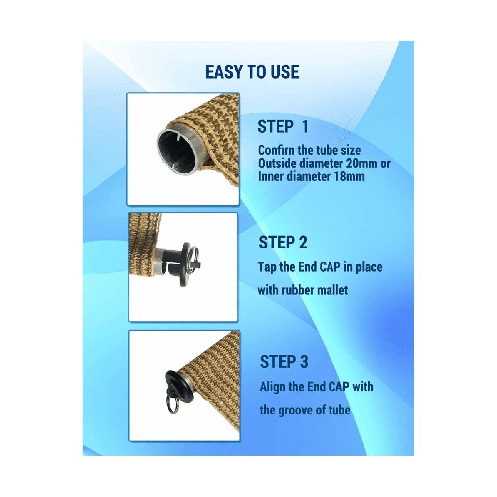 Upgraded Bungee Kit and End Cap Outdoor Roller Sun Shade Replacement Part Tie Downs Elastic Windproof Cord Buckle