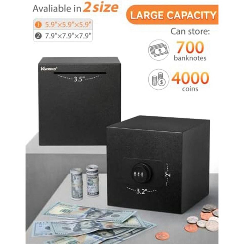 Piggy Bank For Adults, Stainless Steel Combination Reusable Safe, Metal Money Box with Combination Lock