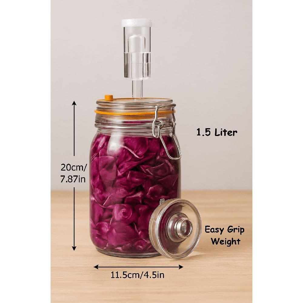 Glass Fermentation Jars 1.5 Liter 2 Pack for Pickling Kimchi Sauerkraut